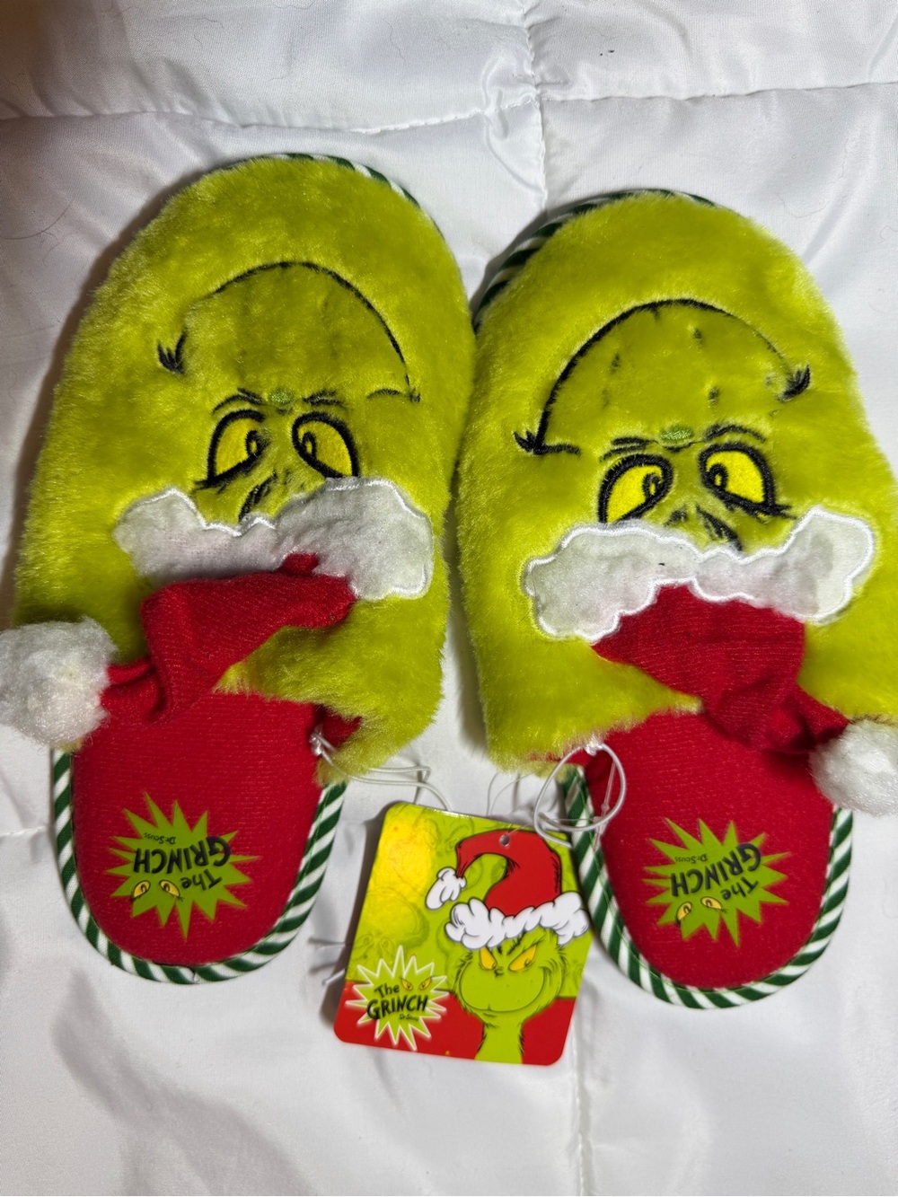 Kids Grinch Plush Slippers - Green